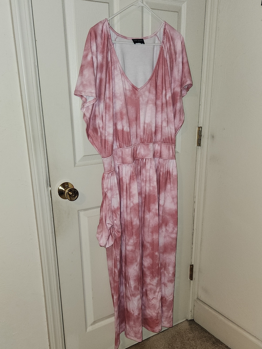 Lane Bryant Pink Tie-Dye V-Neck Maxi Dress